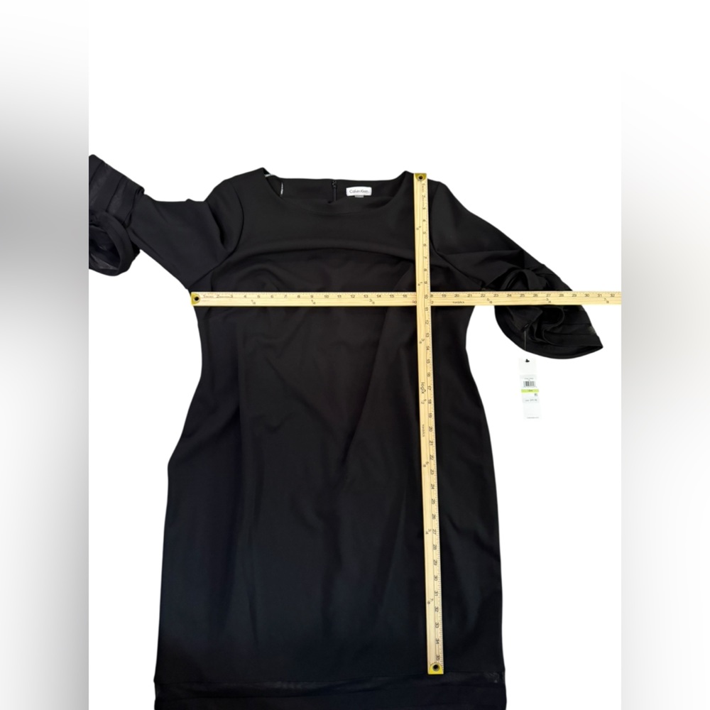 NWT Calvin Klein Black Dress Sheer cuff Sleeves and hem Knee length 16W 18W - Picture 5 of 12